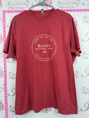 Mill Tex Banff National Park Logo Tee - Heather Red T-shirt top